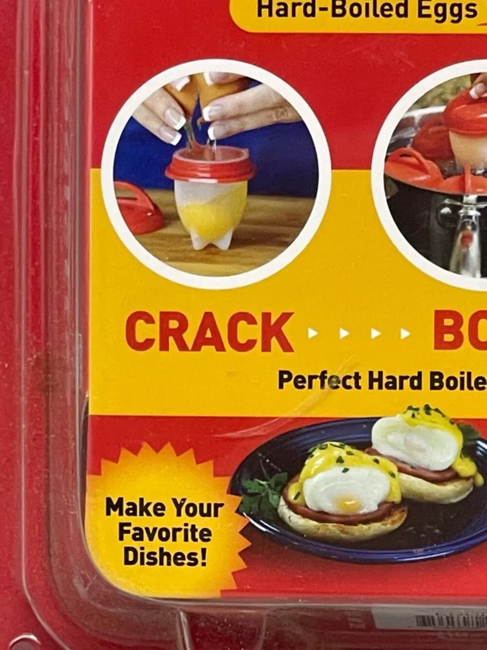 Egglettes hard-boiled egg without shell set of 4 crack boil pop red white READ N